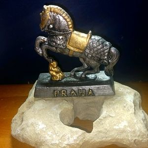 Vintage Praha Horse Metal Figurine